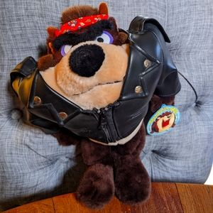VTG 1992 Taz Tasmanian Devil Plush in Motorcycle Jacket
